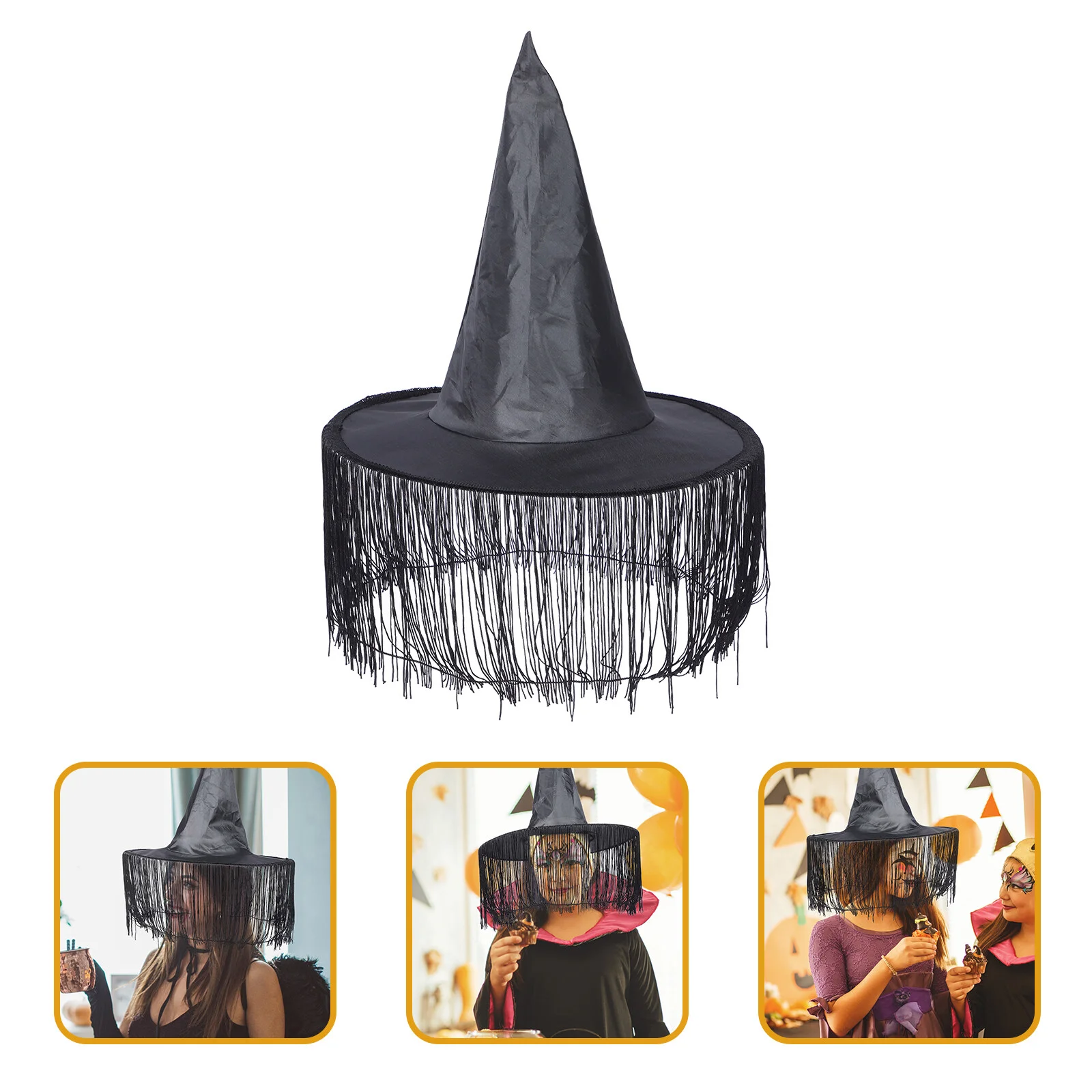 

Black Costume Accessories Wizard Hat Witch Hats Cosplay Aldult Decorations Decorative Halloween Fabric Miss