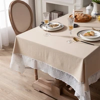 elegant white cotton table cloth simple tablecloth with tassel rectangle table cover stylish wedding decoration