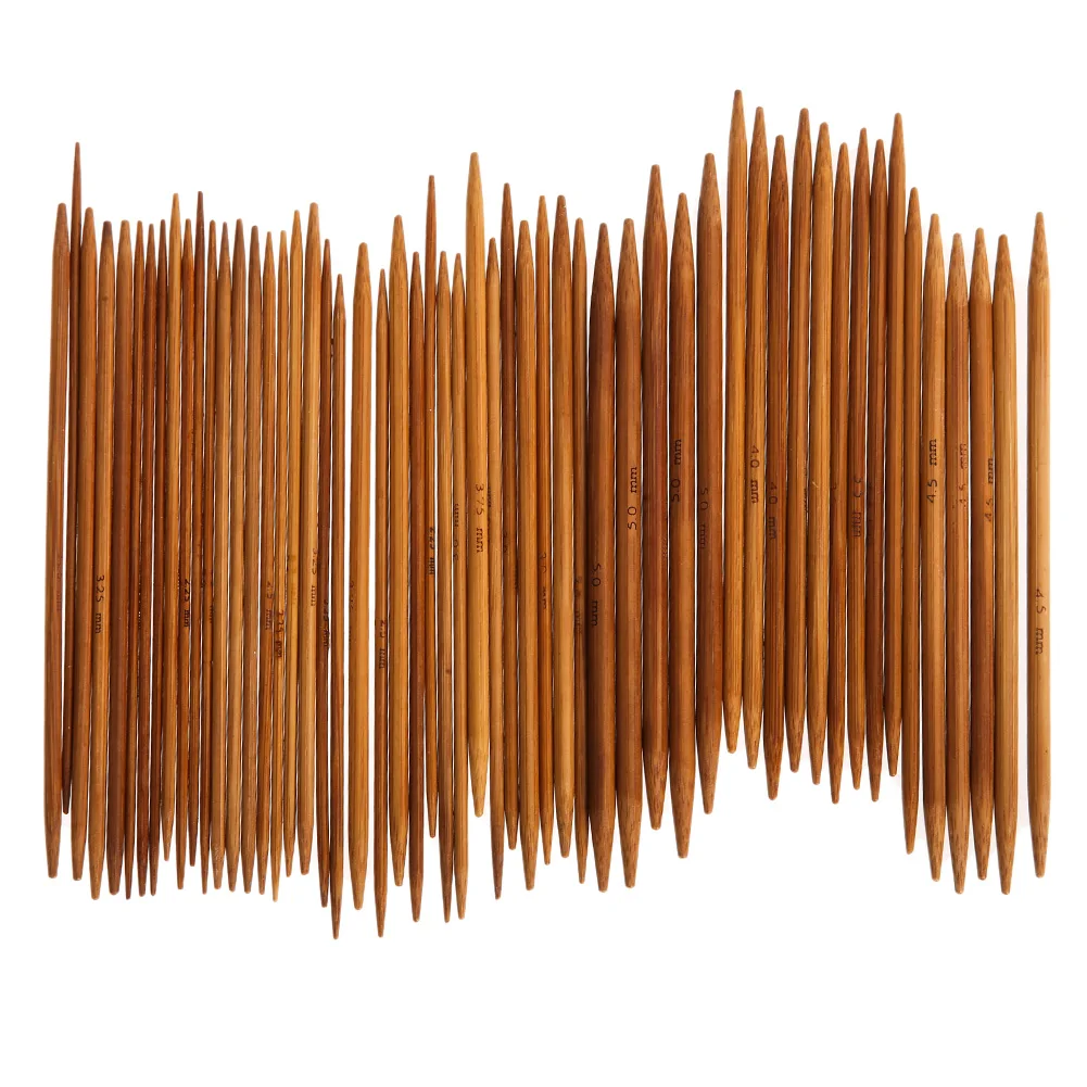 

55Pcs11 Sizes 5'' 13cm Carbonized Bamboo Crochet Knitting Needles Set Double Pointed Craft Knit Tools Sewing Accessories
