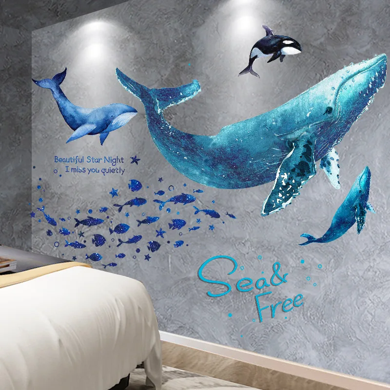 

[SHIJUEHEZI] Fish Wall Stickers DIY Whales Animals Mural Decals for Kids Rooms Baby Bedroom Bathroom Nursery Home Decoration