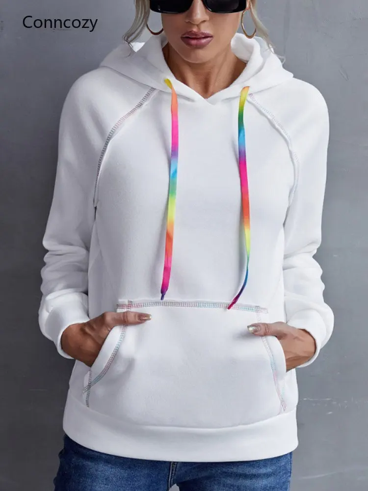 

Loose Casual Pullover Irregular Split Sweater Round Neck Long Sleeve Autumn Winter Sweater Rainbow Line Color Matching Top Women