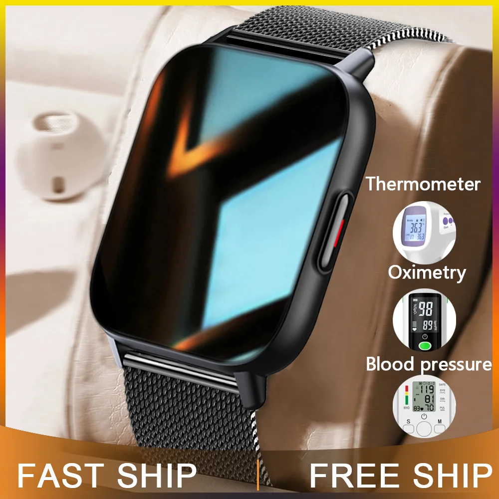 

New 1.69 Inch Smart Watch Men Body Temperature Full Touch Screen Smartwatch Women Accurate Oxygen Monitor Clock 2021 PK P8