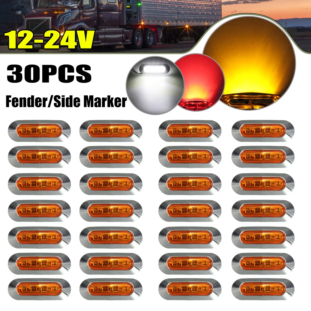 12V-24V 4LED Side Marker Lights Indicator Light Waterproof  Clearance Lamp for Truck Trailer Lorry Car Boat Auto  30/20/10/4PCS