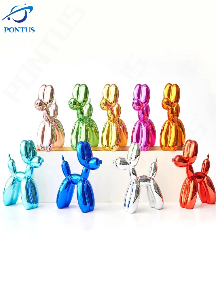 

10cm Animals Figurine Shiny Electroplating Balloon Dog Shape Resin Cute Statue Art Sculpture Figurine Craftwork Home Decoration