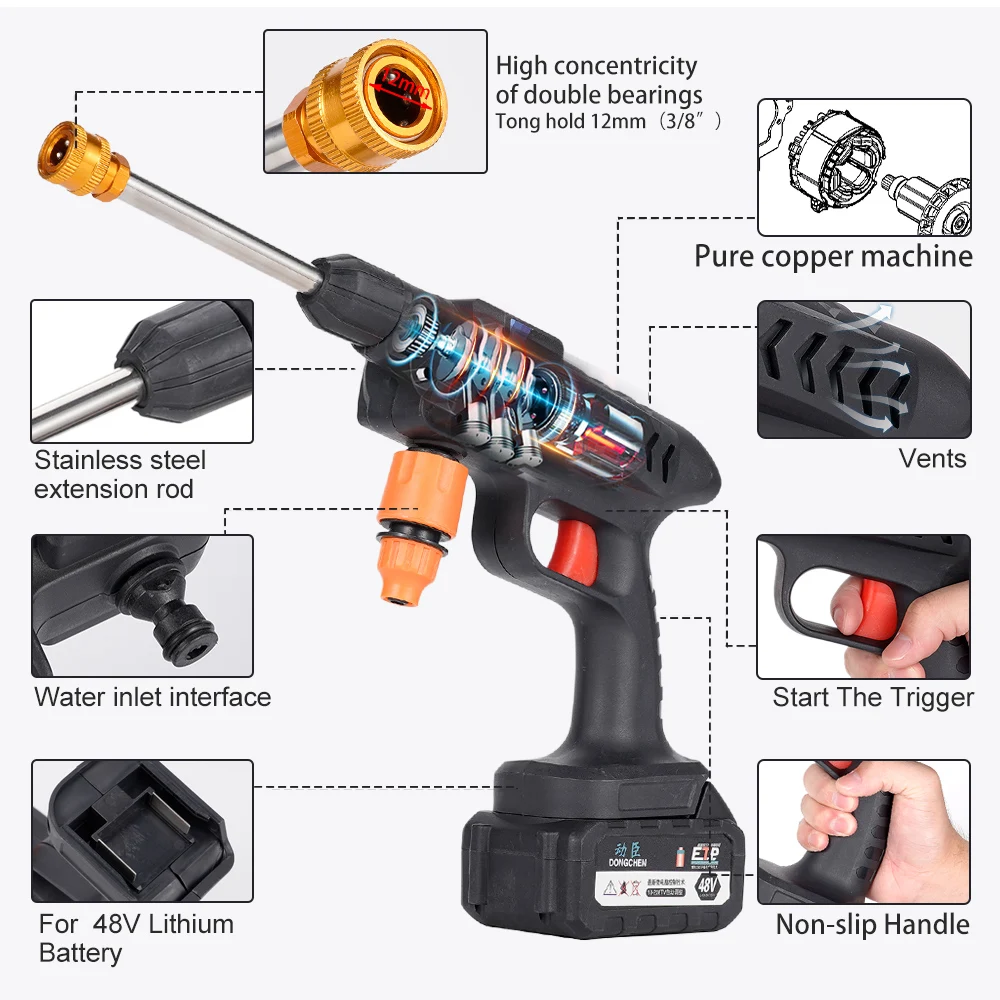 Беспроводной Электрический моечный пистолет высокого давления пенораспылитель