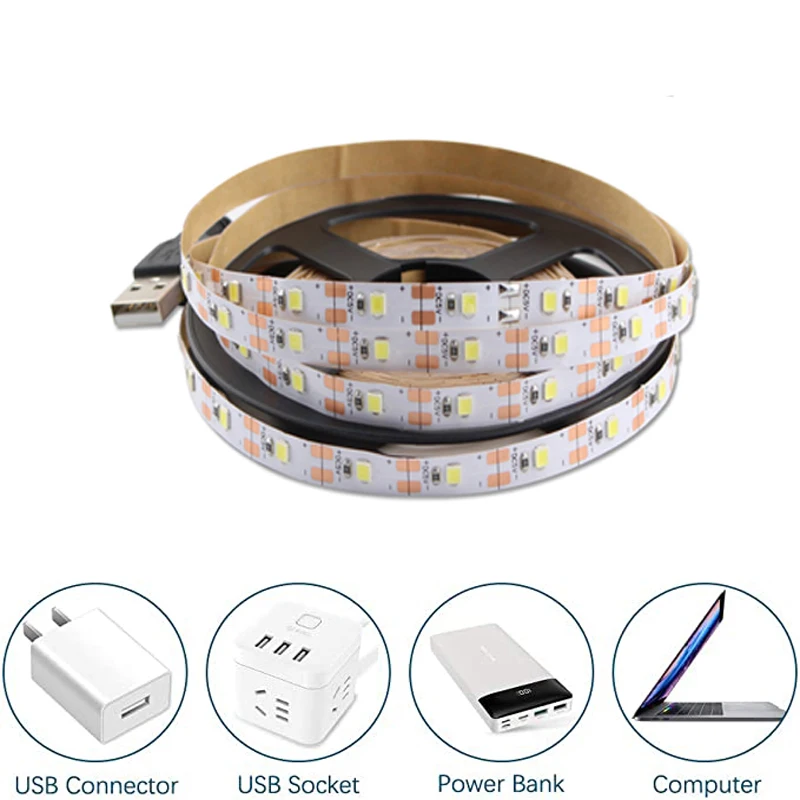 5V USB LED Strip Lights RGB Tape 5050 2835 0.5m- 5m Bluetooth Flexible Lamp Tape Diode Ribbon TV Backlight With Remote Control images - 3