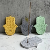 2pcs hand of fatima incense sticks base silicone mold diy yoga cement plaster flower of life incense holder tray home decoration