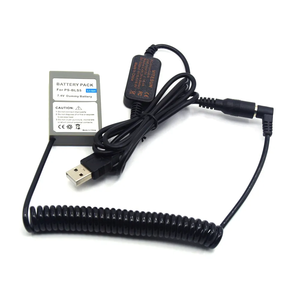 PS-BLS5 Фиктивная батарея BLS-5 Пружинный соединитель постоянного тока USB-кабель