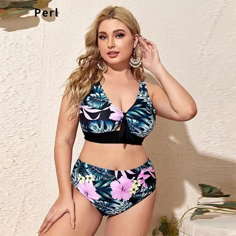 

Perl Xl-4xl Plus Size Printed Bikini Set for Women Gather Swimsuit Sexy Bathing Suit Swimwear Bikinis 2022 Mujer Tallas Grandes