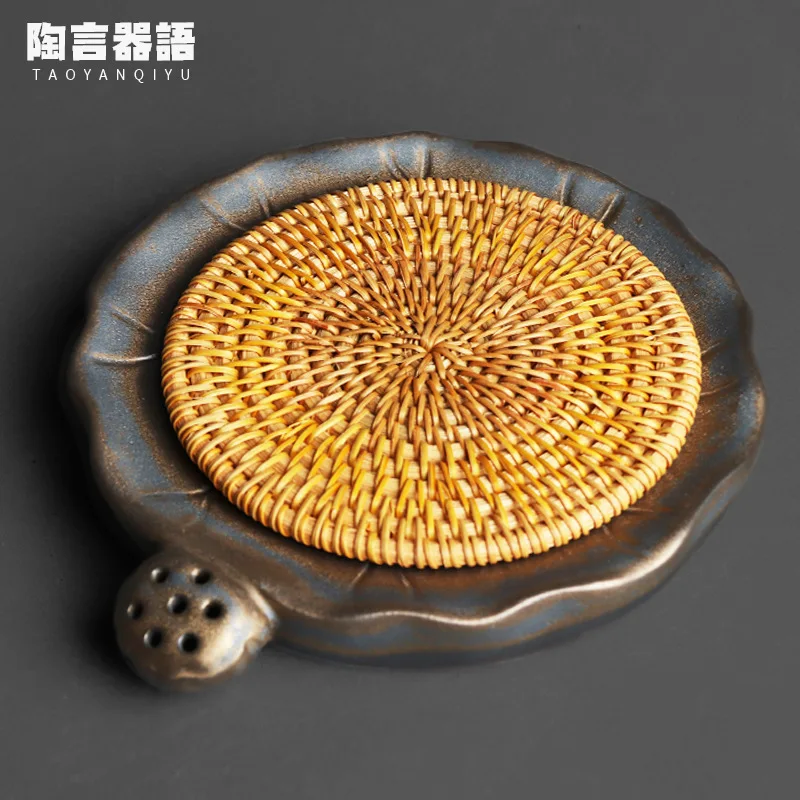 

Глина для керамики Rock mine, глина для хранения в виде листа, чайник ручной работы, ретро керамика с подставкой из ротанга, чайник для хранения в...