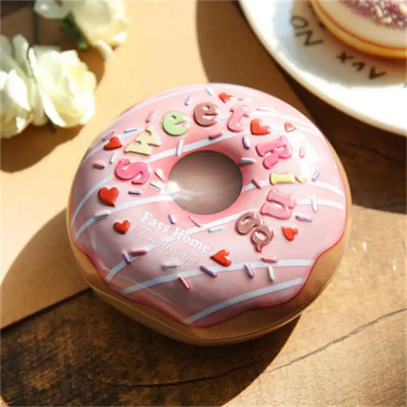 

8 X 8 X 4cm Candy Pill Lipstick Tin Storage Coin Box Wedding Party Candy Gift Tin Box Colorful Doughnut Shape Cartoon Gift Box
