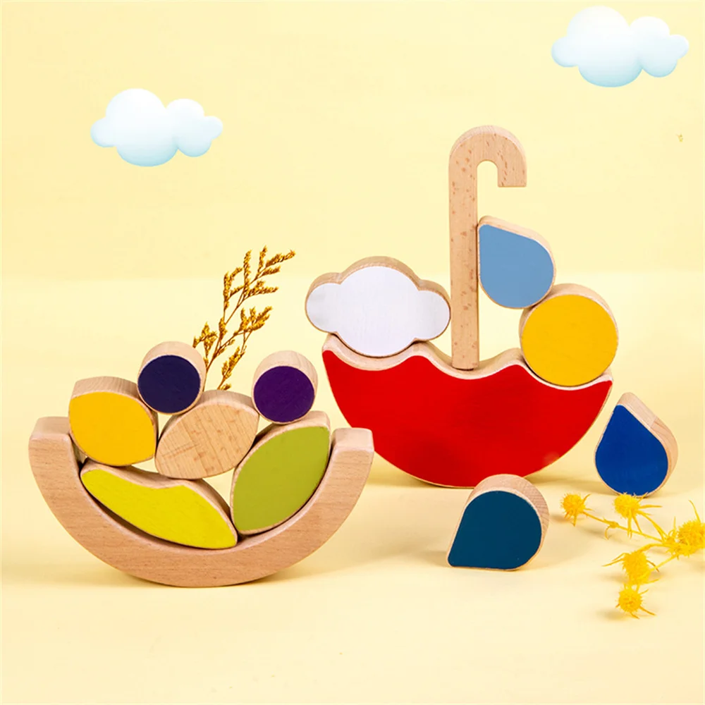 

ORZKIDS деревянные строительные блоки, детский зонт, листья Монтессори, материалы, цвет и форма, познавательная игра для детей