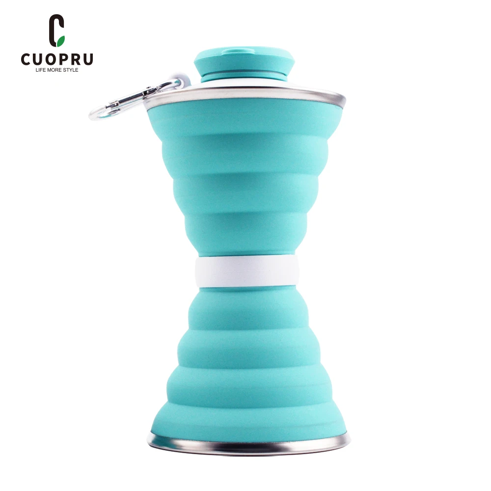 

500ml Portable Silicone Folding Water Cup Portable Outdoor Telescopic Collapsible Foldable Mug With Lid For Travel Camping