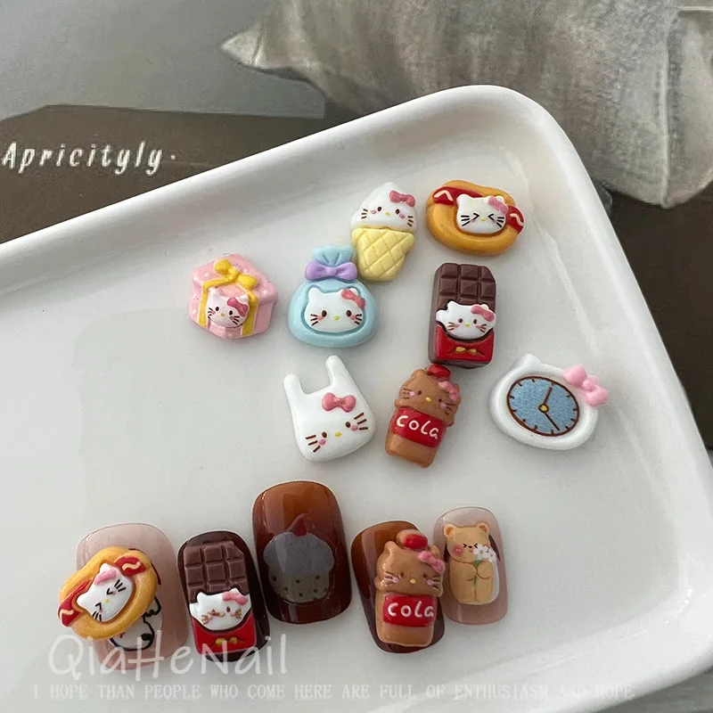 10 шт. miniso hello kitty печенье хлеб мороженое мультяшные подвески для ногтей