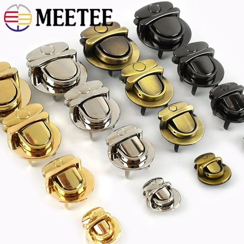 

2Pcs Meetee Metal Round Clasp Turn Twist Lock Buckle For Bag DIY Handbag Clasp Purse Hardware Closure Locks Luggage Accessories