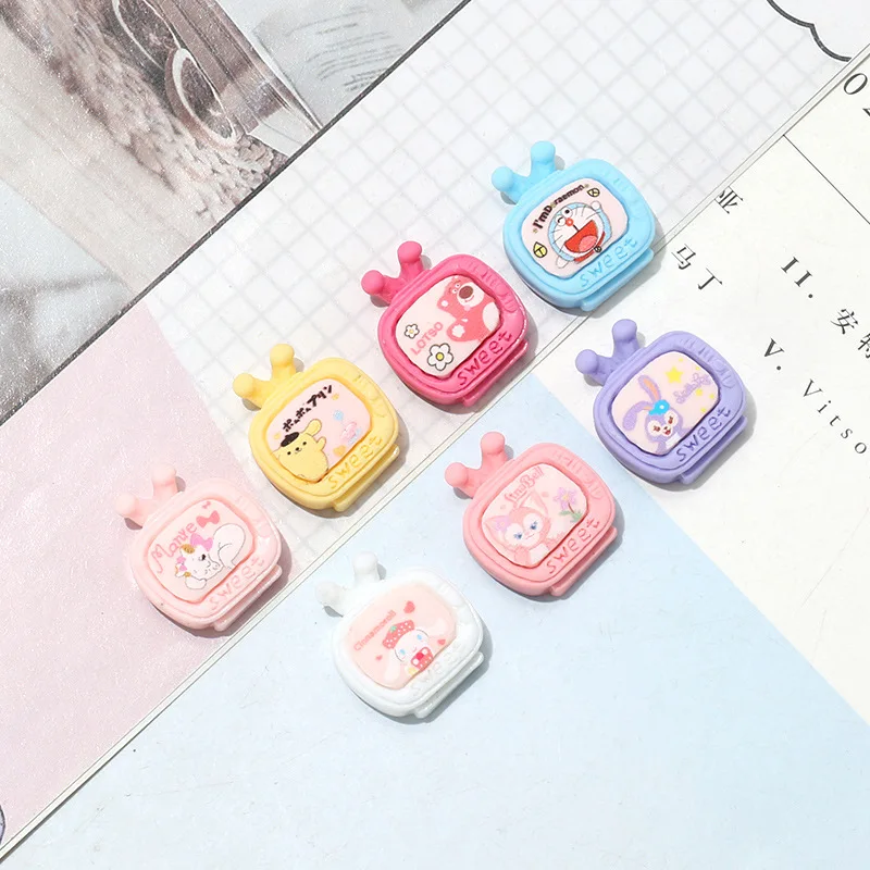 

10 шт. аниме Cinnamoroll Purin Kawaii мультфильм 3D маленький ТВ Смола Сделай Сам чехол для телефона серьги аксессуары искусственный Декор Подарочная иг...