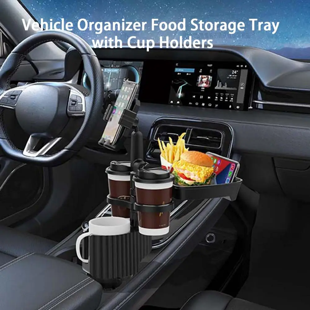 

Автомобильный держатель для стакана, хорошо выдерживает нагрузку, вращается на 360 градусов, универсальный автомобильный поднос 3 в 1 для еды с двойным держателем для чашки, подставка для телефона, автомобильные поставки