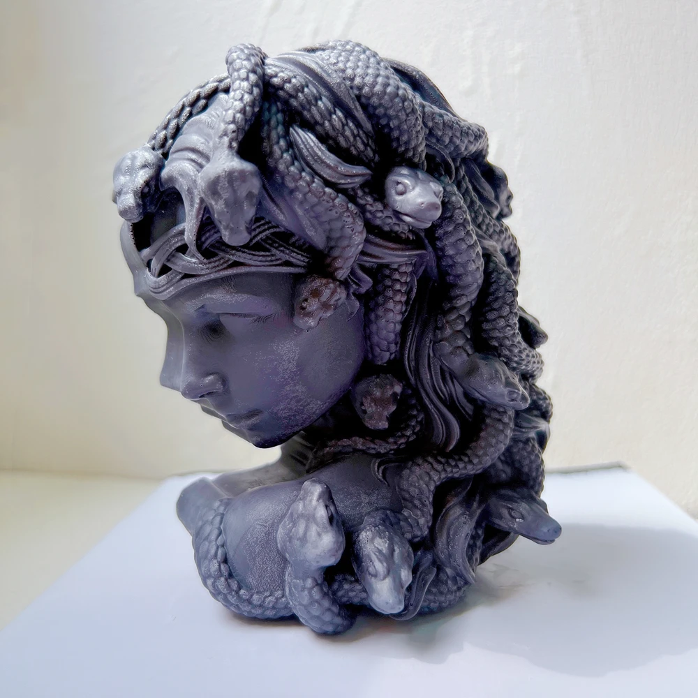 Фото Современная женская форма Medusa, силиконовая форма, голова змеи, восковая форма, греческая скульптура, тело, лицо, ужасная фигурка №2