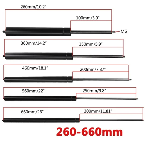 1 шт. 150N-350N 260-660 мм газовые стойки стойки газовая пружина капот M6 опорный стержень амортизатор для автофургонов, кровати, окна, автобуса, караванов