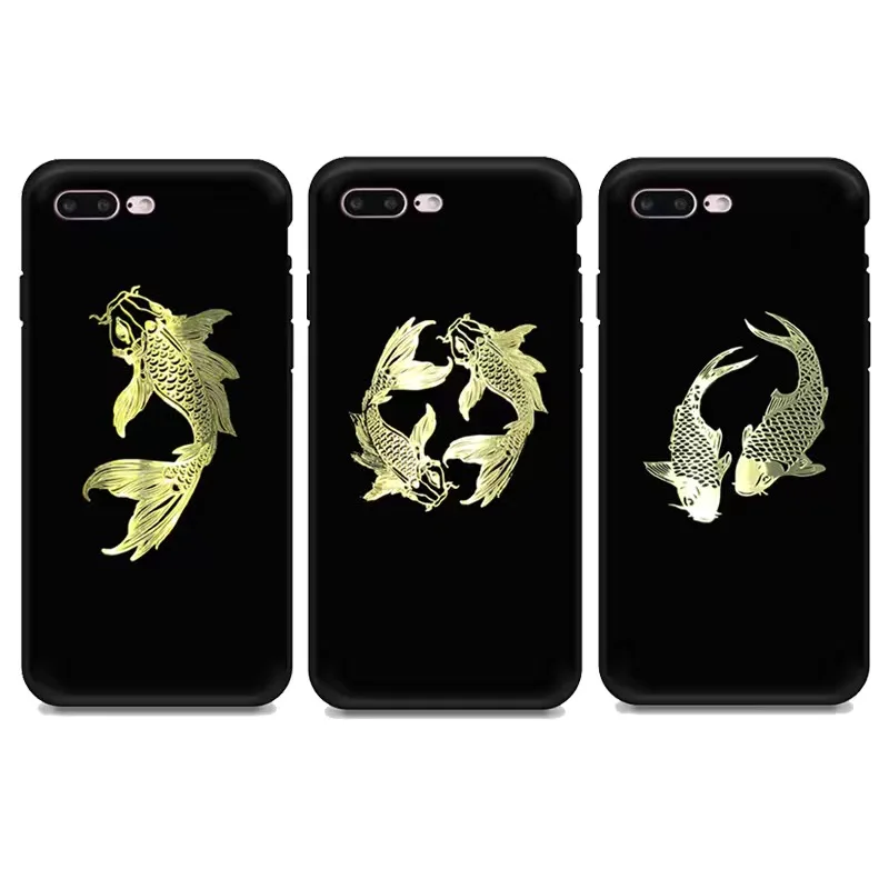 Золотая багуа Инь Ян рыба кои наклейка для телефона металлическая переноса чехол