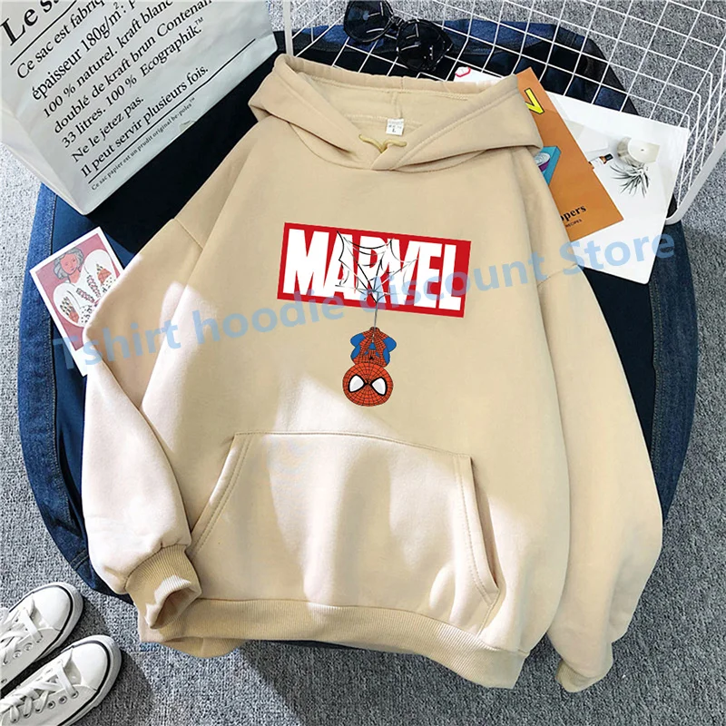 

Spring Autumn Women's Spiderman sweatshirts Men Loose Fleece Hoodie Marvel superhero Harajuku Cartoon Print Cute Kawaii Jacket