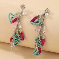 fashion colorful dainty butterfly dangle earrings rhinestones purple long women drop earing jewelry