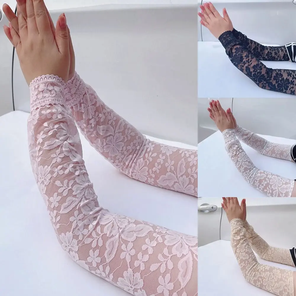 

Summer Anti-UV Sun Protection Cooling Lace Long Gloves Hand Cover Arm Sleeves