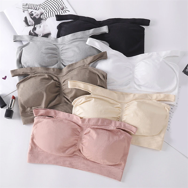 

One Piece Seamless Tube Tops Women Invisible Bra Intimates Strapless Bustier Bandeau Breathable Wrapped Chest Underwear