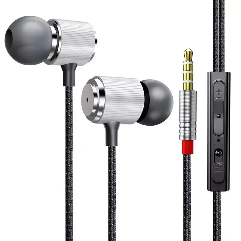 

Wired Headphones High Guality Metal Subwoofer In Ear Remote Control With Microphone Music Headset Game Earphones For Smartphone