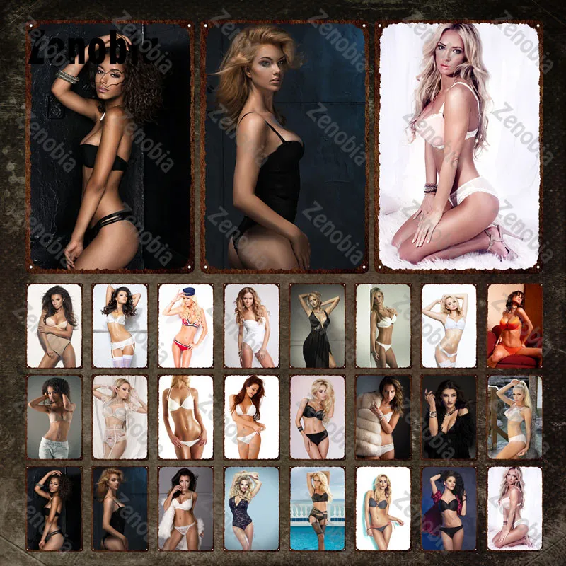 

Sexy Metal Poster Uniform Temptation Black White Underwear Model Metal Signs Tin Signs Decorative Tin Plate Metal Retro Plaque