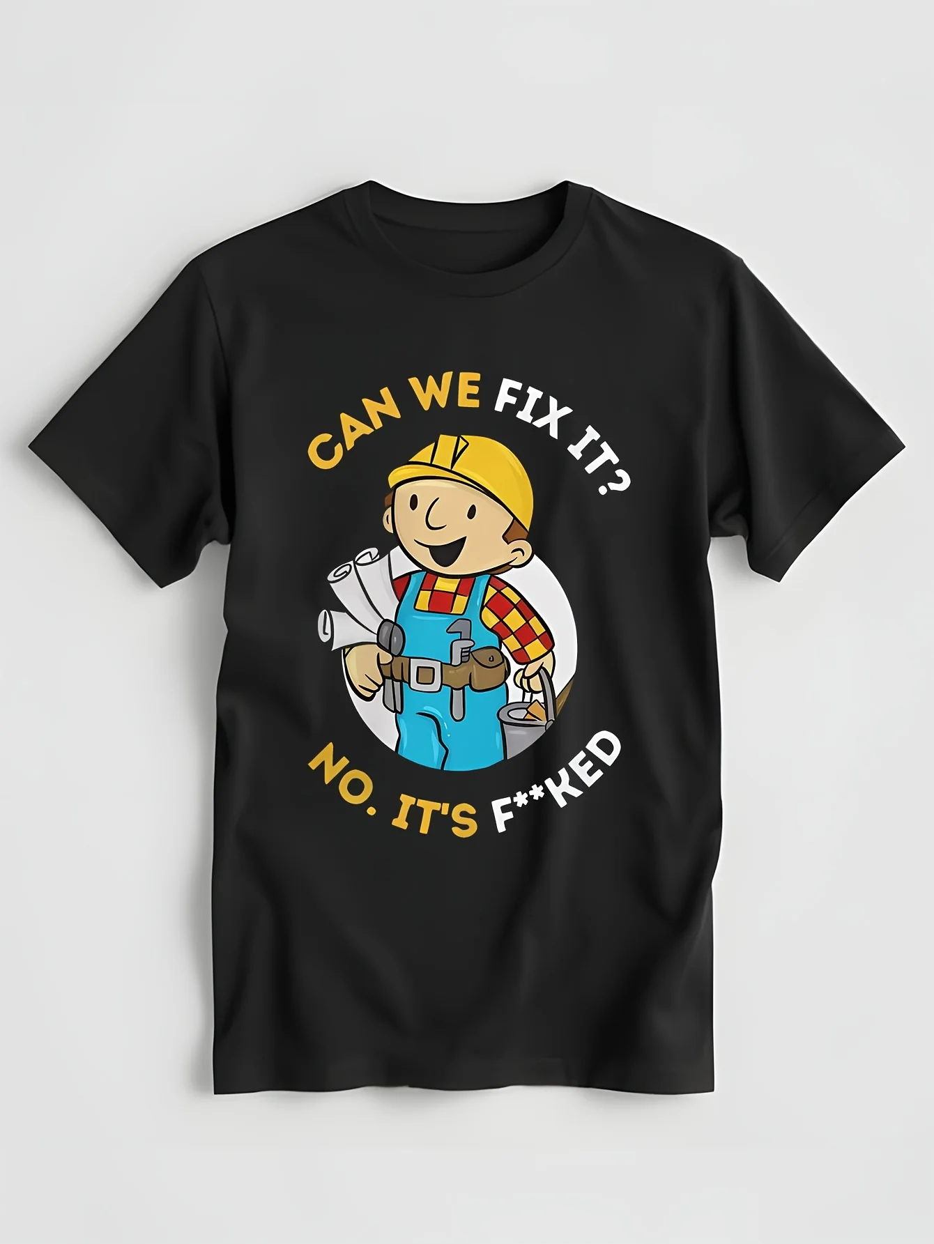 Can We Fix It Забавный художник Боб Строитель Футболка Готическая футболка с круглым