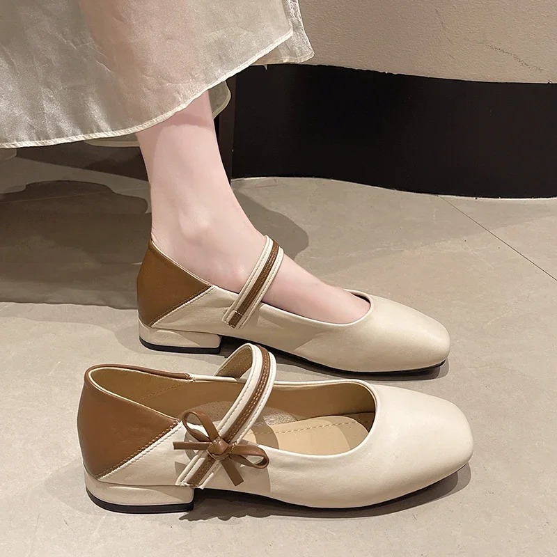 Туфли-лодочки женские в стиле ретро балетки лоферы плоская подошва Мэри Джейн