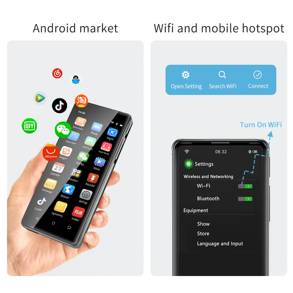 Deelife WiFi MP4 плеер Bluetooth Полный сенсорный экран с 3 5 дюймовым Android Hi-Fi аудио