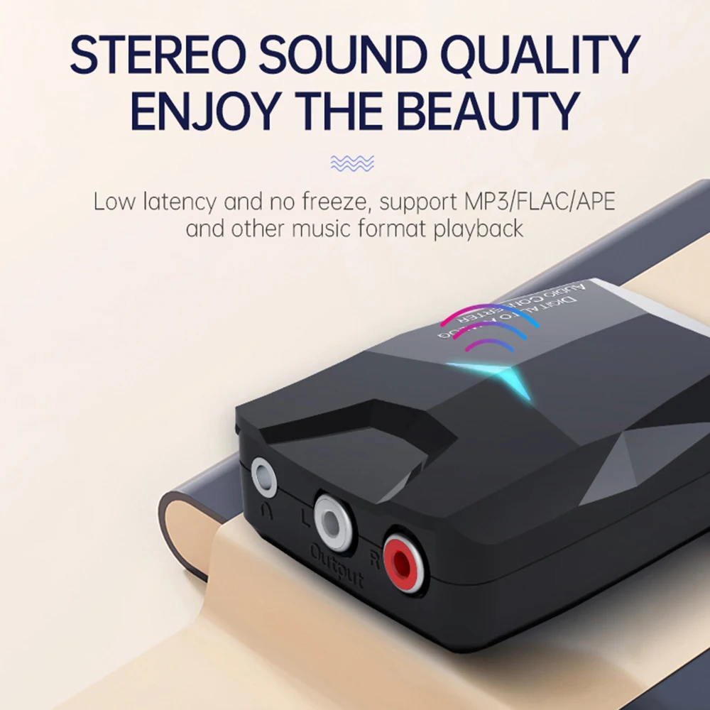 

Bluetooth-compatible 5.0 Receiver Digital to Analog Audio Converter Adapter Digital Optical Coax Toslink to 3.5mm AUX RCA For TV