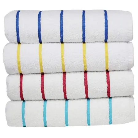 

Striped Towel Set - Pack of 4 Pieces - 30x 62 inches- 100% Ring Spun Soft Cotton Towels High Quality Face Bath Towels