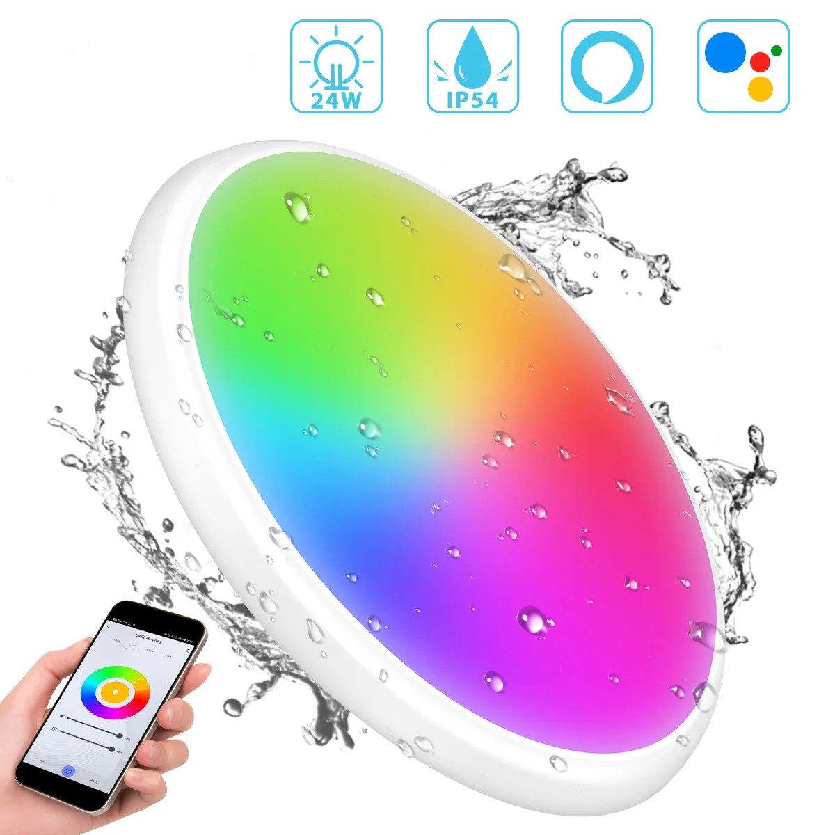 

LED Ceiling Light Dimmable Wi-Fi Ambient Light Fixture Round Light Multicolor Ceiling Light for Home
