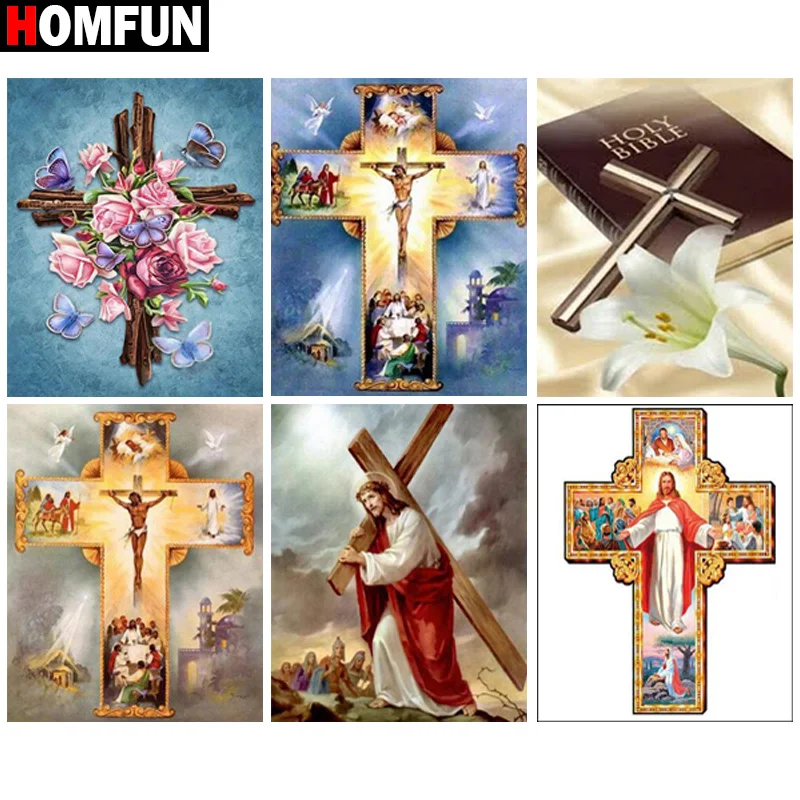 

HOMFUN квадратная/круглая вышивка 5D «сделай сам», алмазная живопись «религия», вышивка крестиком, полное украшение Стразы