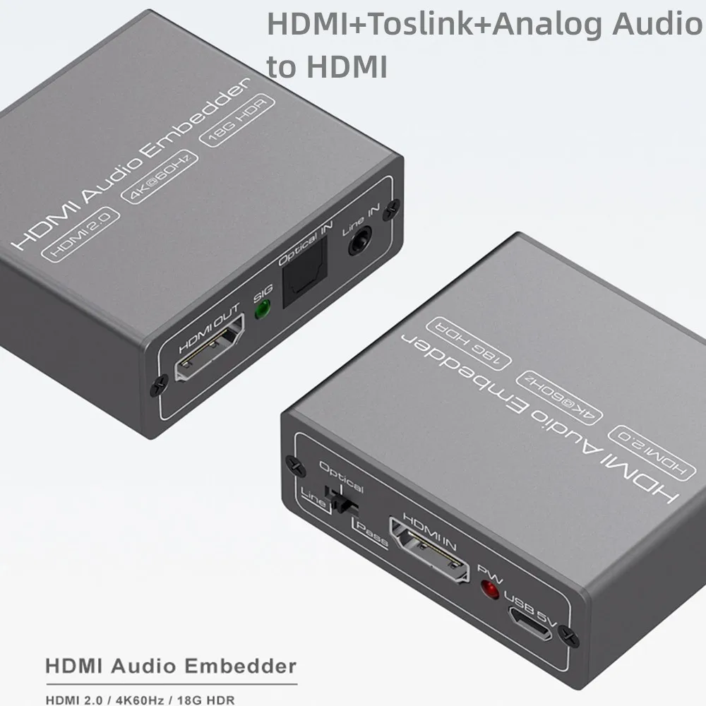 

Цифровая Встраиваемая аудиосистема HDMI Toslink, аналоговый вход 2,0 мм, вход HDMI, аудио 18G HDR, экстрактор до 4K 60 Гц, проход