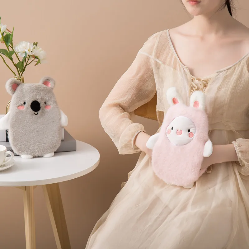 

Plush Rubber Water Injection Hot Water Bag Cute Pet to Warm Baby Warmer Bag Girl Warm Hands Hot Water Bag for Period Pain