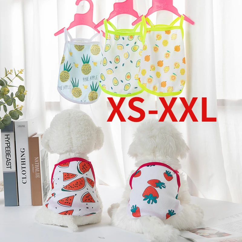 

Spring Summer Fruit Print Dog Costume Cool Breathable Ultra-thin Mesh Cloth Suspender Dog Vest Teddy Bichon Pug Puppy Clothes
