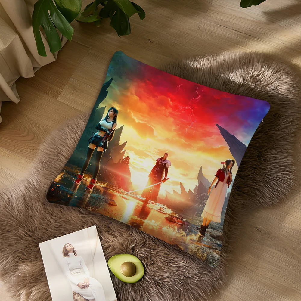 Classic Game F-Final Fantasy VII Rebirth Pillow Case Sofa Living Room Bedroom Headboard Backrest Cushion Square Nap Time