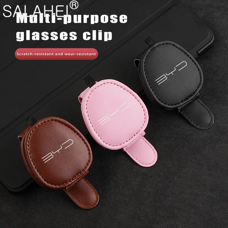 

Car Sunshade Glasses Case Auto Leather Sunglasses Clip For BYD Tang EV600 Han EV Yuan PLUS ATTO 3 Song PLUS Pro MAX DMI MAX Qin