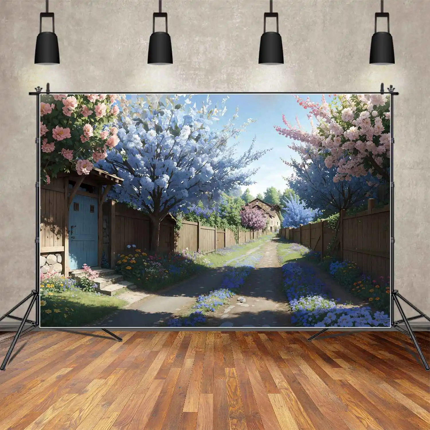 

Flowers Blossom Village Backdrops Photography Spring Rural Home Custom Baby Photobooth Photographic Backgrounds Photoshoot Props