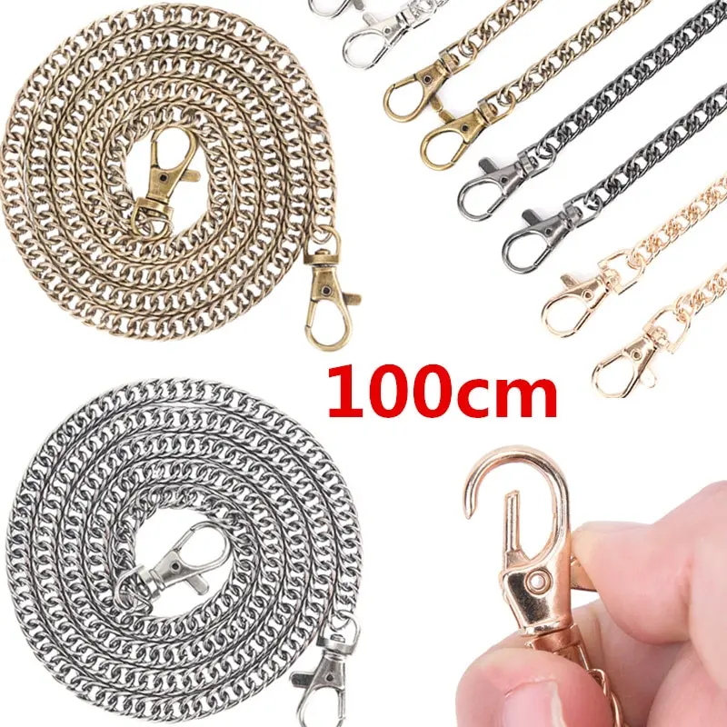 

1PCS 100/120cm Handbag Metal Chains Handbag Handles Bag Parts & Accessories DIY Purse Chain With Buckles Shoulder Bags Straps