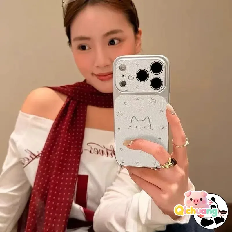 Фото Милый чехол для телефона с изображением мультяшного кота для Samsung Galaxy A57 A56 A55 A54 A53 A52 A52S A51 A50 A50S A30S A73 A72 A71 из искусственной кожи. №2