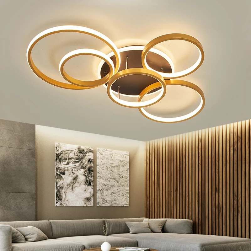 

Smart Home Led black gold ceiling light designer ring light for Bedroom Study Room Indoor living room luxury lighting