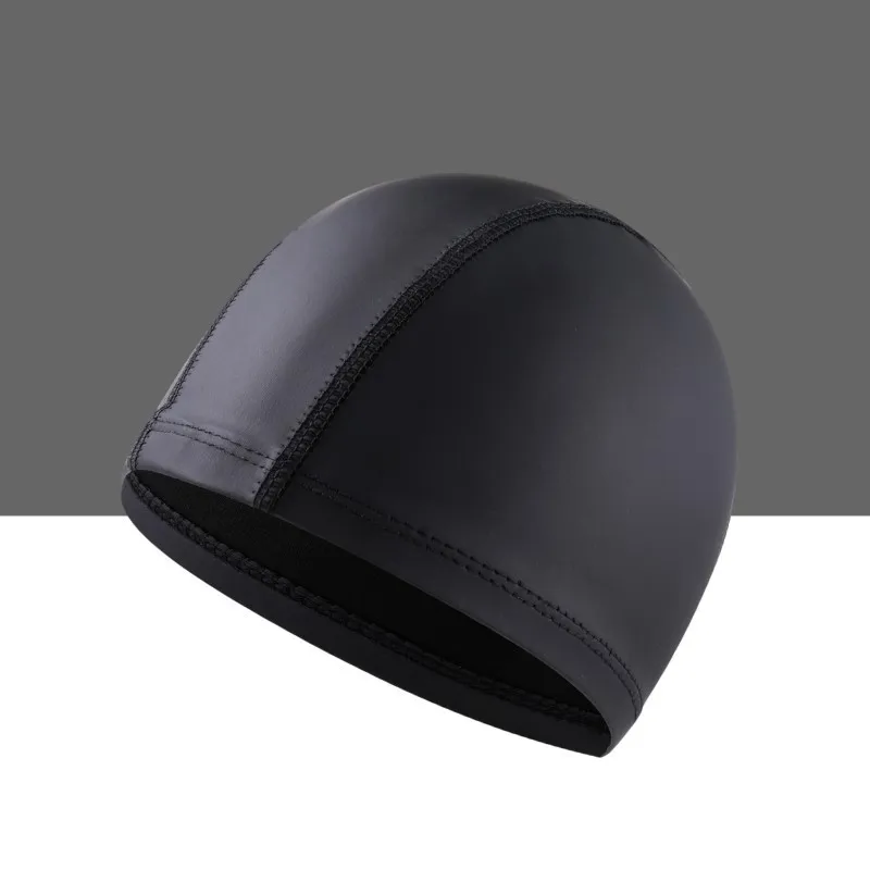 

Swimming Cap Adult PU Waterproof Swim Pool Cap Solid Color Elastic Protect Ears Long Hair Diving Hat Bathing Cap Free Size