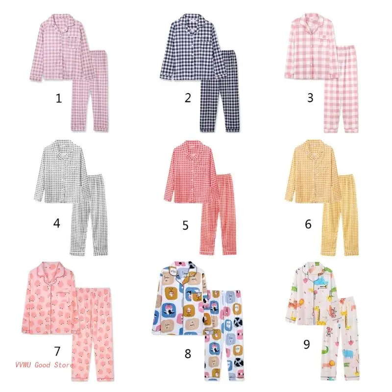 

Женская пижама в клетку, с длинным рукавом, на пуговицах