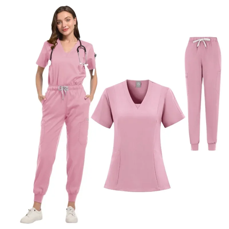 Женские Медицинские Наборы Скрабов Топ С V-образным Вырезом И Карманами