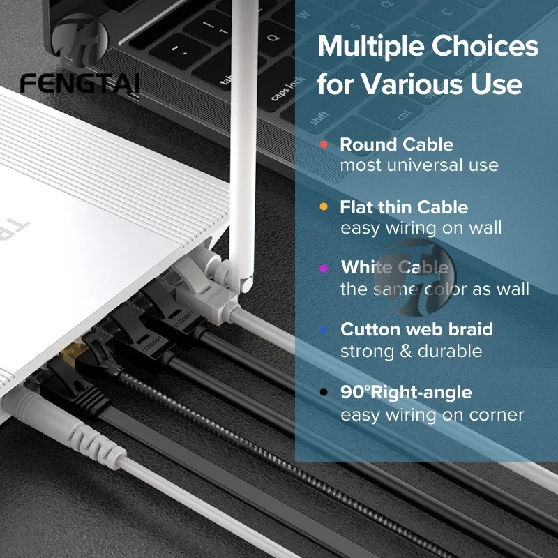Фото Кабель FT Ethernet Cat6 Ethernet-кабель Cat6 Lan starlink UTP CAT6 RJ 45 Сетевой кабель 10 м/50 м/20 м Патч-корд для ноутбука Маршрутизатор RJ №3
